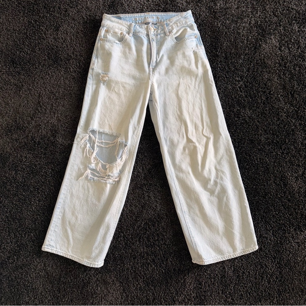 American Eagle Super High Rise Baggy Wide
Leg Ankle Jeans Strigid Denim Size 2 - Picture 3 of 13